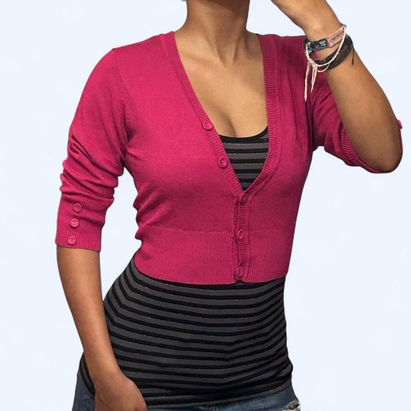 JohnPaulRichard Sweaters - Y2K Pink Cropped Cardigan Top by John Paul Richard!